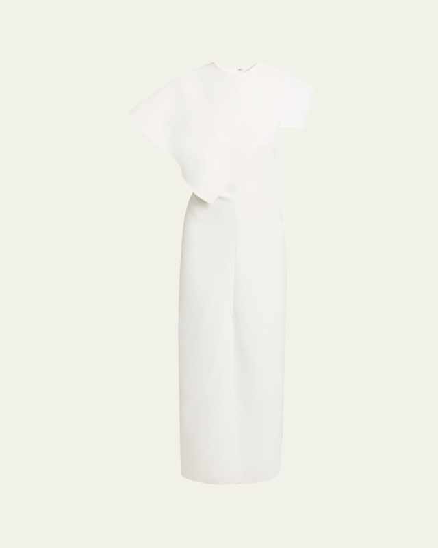 Selene Cape Bi-Stretch Suiting Maxi Dress
